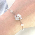 Pink CZ Double Line Silver Bangle